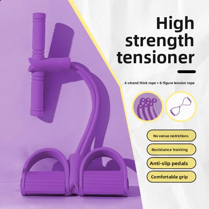 Multifunctional Leg Pedal Elastic Rope Sit-Ups Resistance Rope Fitness Four-Tube Tensioner